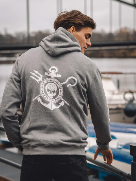 Unisex Hoodie Neptune's Navy (grau/weiss)