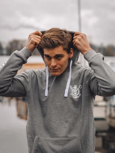 Unisex Hoodie Neptune's Navy (grau/weiss)