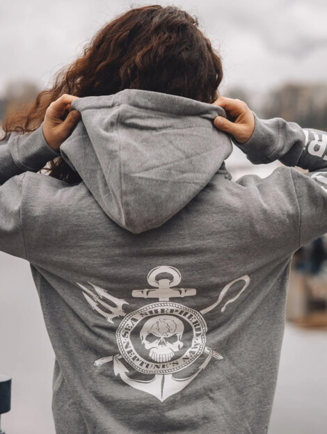 Unisex Hoodie Neptune's Navy (grau/weiss)